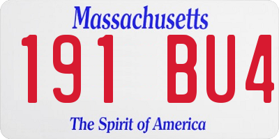MA license plate 191BU4