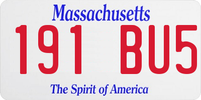 MA license plate 191BU5