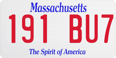 MA license plate 191BU7