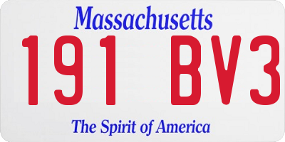 MA license plate 191BV3