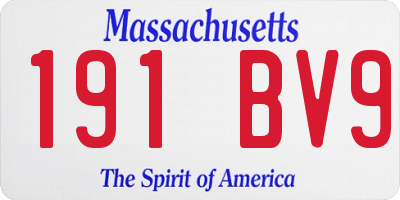 MA license plate 191BV9