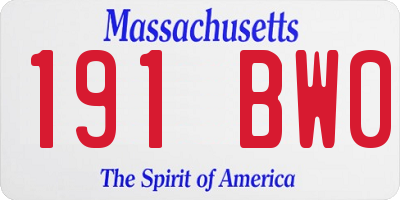 MA license plate 191BW0