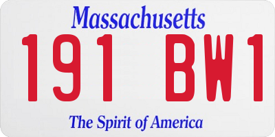 MA license plate 191BW1