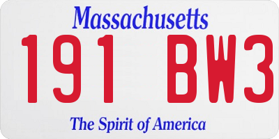 MA license plate 191BW3