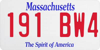 MA license plate 191BW4