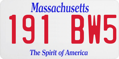 MA license plate 191BW5
