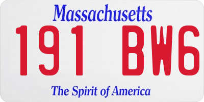 MA license plate 191BW6