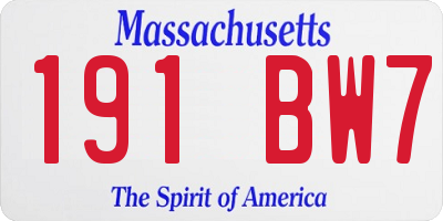 MA license plate 191BW7