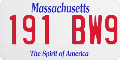 MA license plate 191BW9