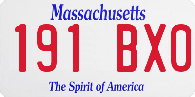 MA license plate 191BX0
