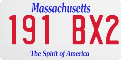 MA license plate 191BX2