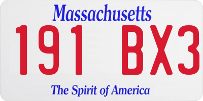 MA license plate 191BX3
