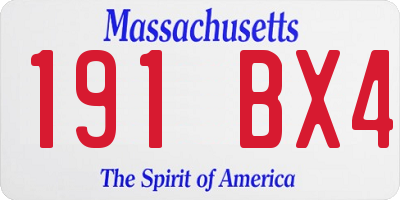 MA license plate 191BX4