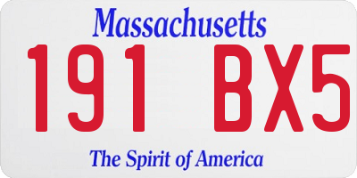 MA license plate 191BX5