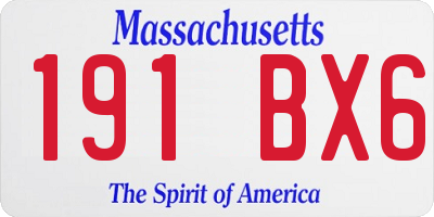MA license plate 191BX6