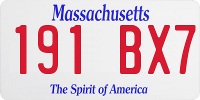 MA license plate 191BX7