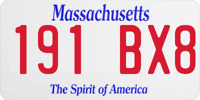 MA license plate 191BX8