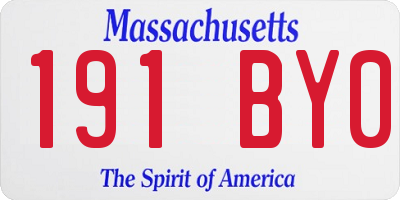 MA license plate 191BY0