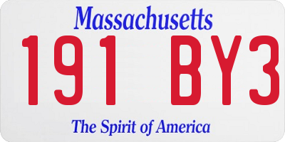 MA license plate 191BY3