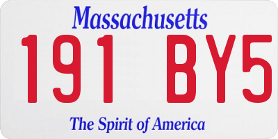 MA license plate 191BY5