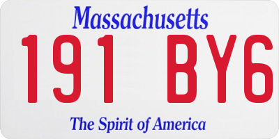 MA license plate 191BY6