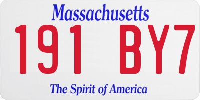 MA license plate 191BY7