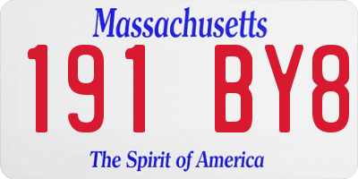 MA license plate 191BY8