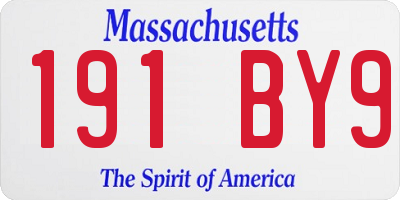MA license plate 191BY9