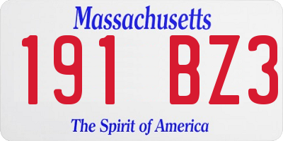 MA license plate 191BZ3