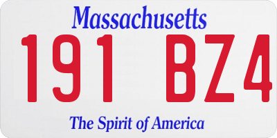 MA license plate 191BZ4