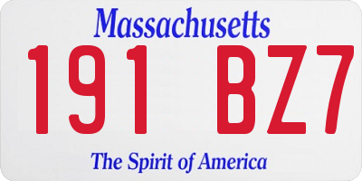 MA license plate 191BZ7