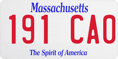 MA license plate 191CA0