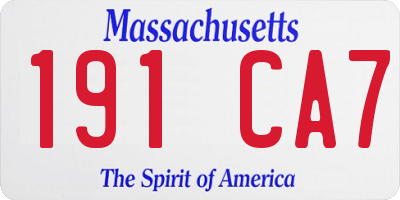 MA license plate 191CA7