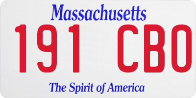 MA license plate 191CB0
