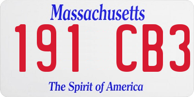MA license plate 191CB3