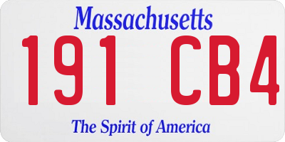 MA license plate 191CB4