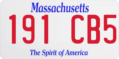 MA license plate 191CB5