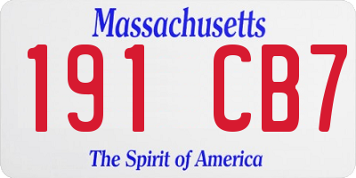 MA license plate 191CB7