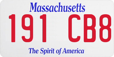 MA license plate 191CB8