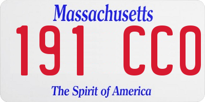 MA license plate 191CC0