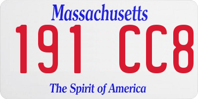 MA license plate 191CC8