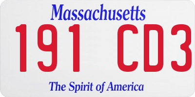 MA license plate 191CD3