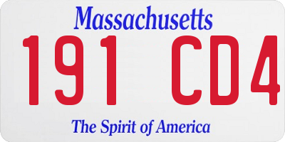 MA license plate 191CD4