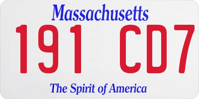 MA license plate 191CD7