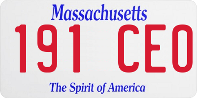 MA license plate 191CE0