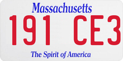 MA license plate 191CE3