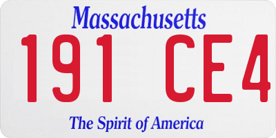 MA license plate 191CE4