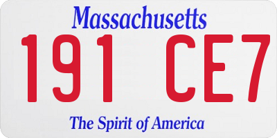 MA license plate 191CE7