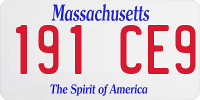 MA license plate 191CE9
