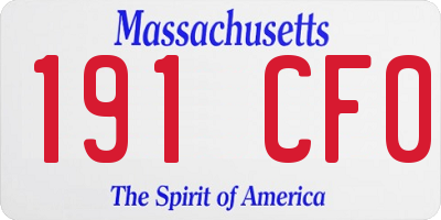 MA license plate 191CF0
